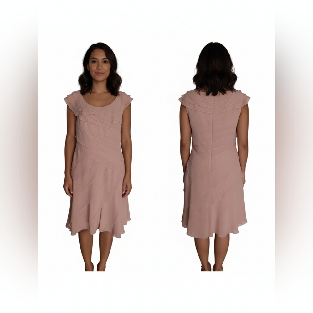 Adrianna PAPELL‎ TIERED PETAL PEACH DRESS SIZE 10